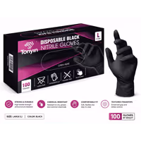 TONYIN TT36 DISPOSABLE BLACK NITRILE GLOVES